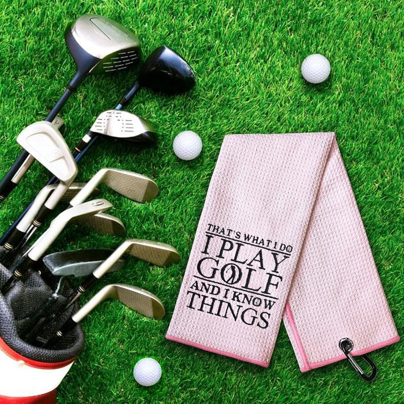 DYJYBMY Pink Golf Towel, Microfiber Golf Towels with Clip, Embroidered Golf Gift for Men, Women or Retired Coworker - Image 3